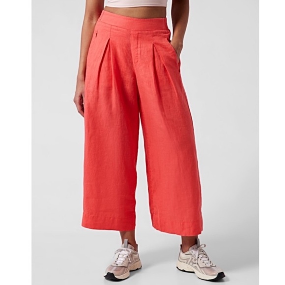 NWT! Athleta Linen Playa Wide Leg Crop Split Hem Pants Vacation Travel 10P 23” - Picture 3 of 7